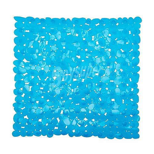 Alfombrilla de baño antideslizante con efecto piedras azul transparente 52X54CM. ACTUEL.