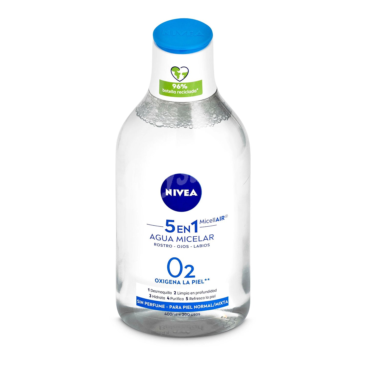 Agua micelar desmaquillador todo en uno para piel normal y mixta micellair Nivea