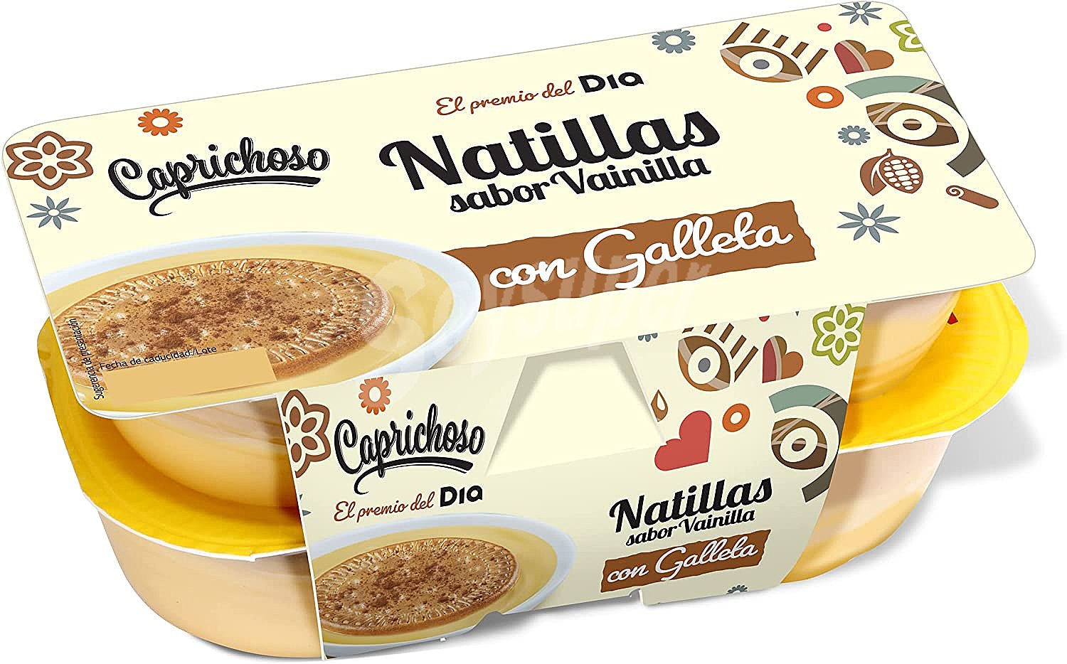 Natillas de vainilla con galleta Caprichoso