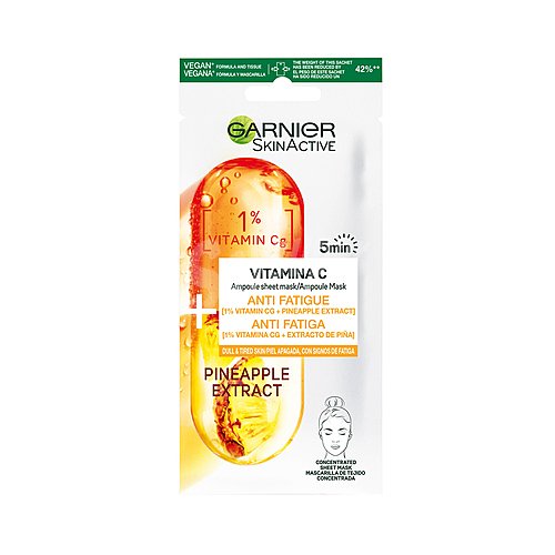 Garnier Mascarilla de tejido con acción antifatiga, con extracto de piña y vitamina Cg garnier Skin activde