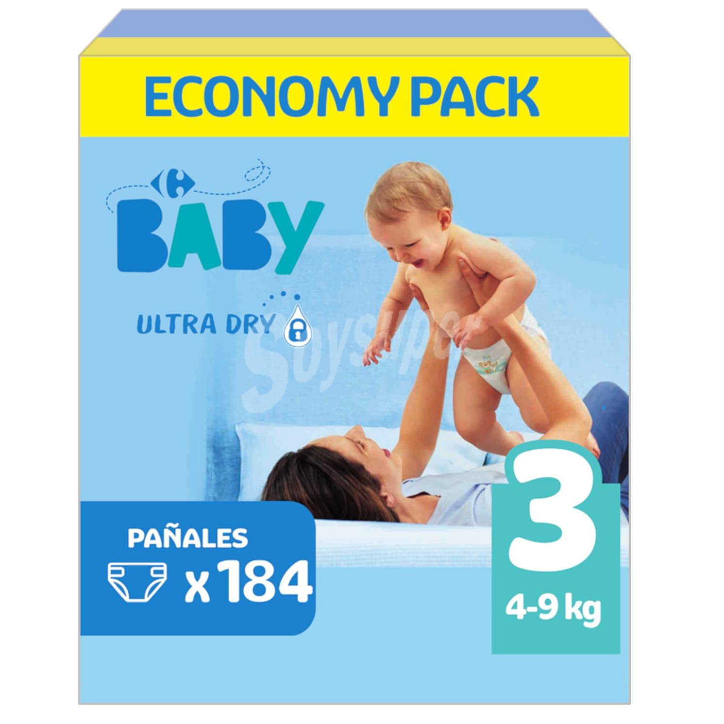 Pañales Carrefour Baby Ultra Dry Talla 3 (4-9 kg) ultra-dry