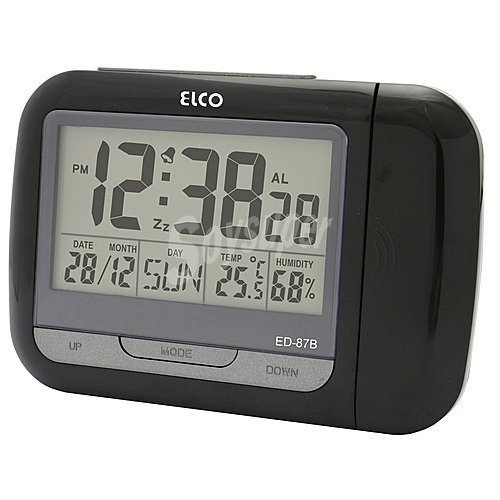 Despertador digital elco ED-87, alarma, calendario, luz, termómetro, proyección