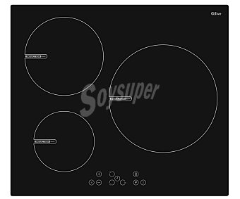 Placa inducción 6470, 3 zonas de cocción, potencia: 7200W, zona gigante de 29cm, control táctil,a: 59cm Q.6470