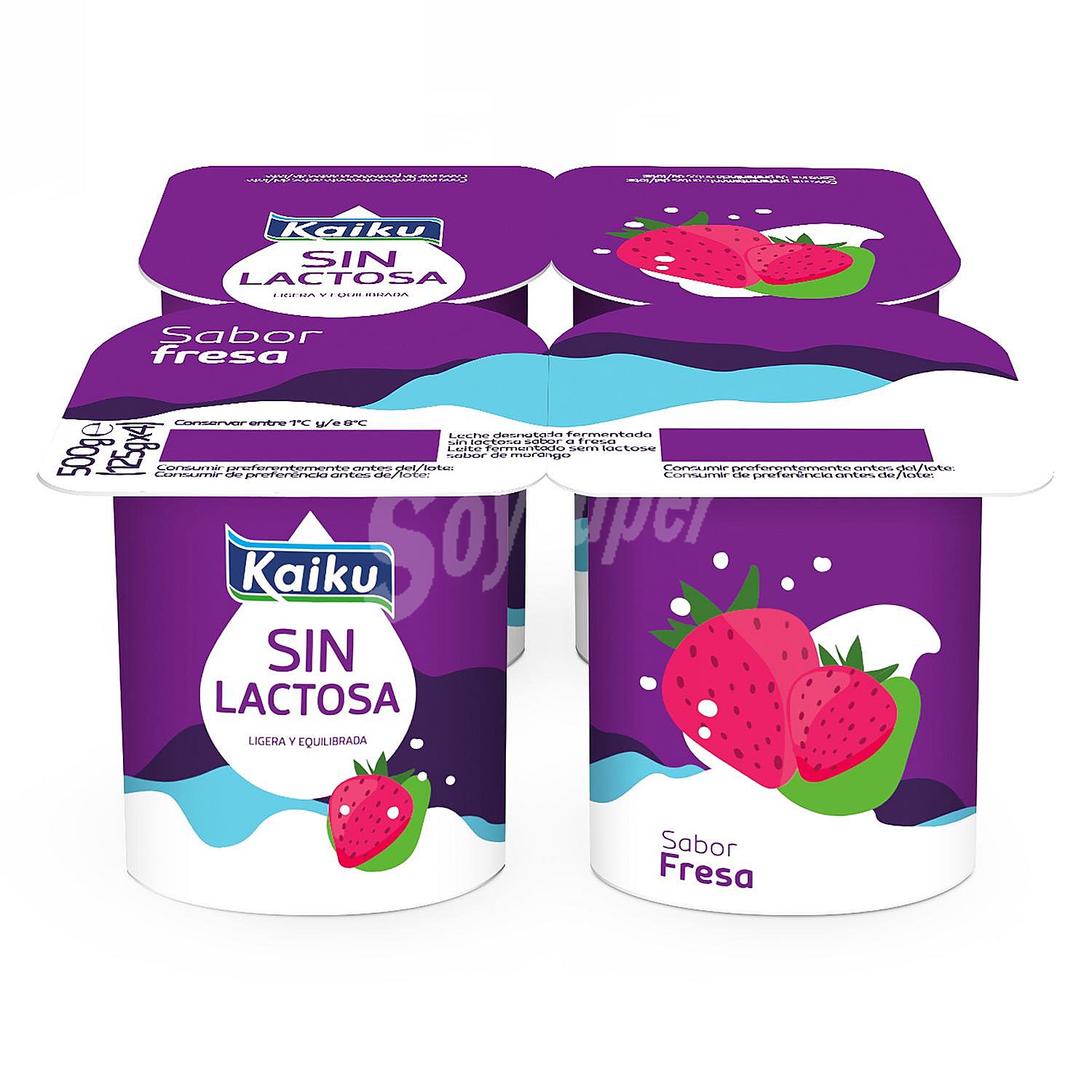 Yogur con sabor a fresa y sin lactosa