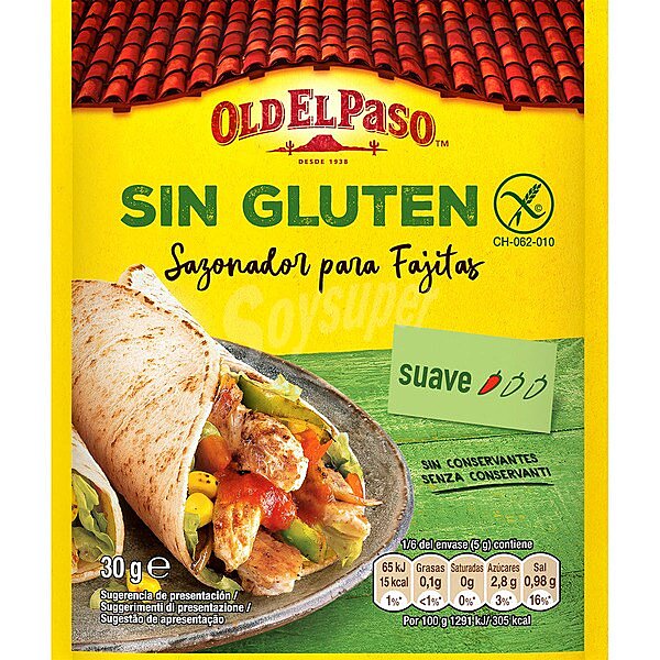 Sazonador fajitas sin gluten