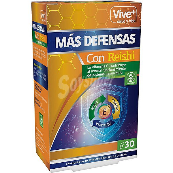 Más defensas con reishi sin gluten ápsulas