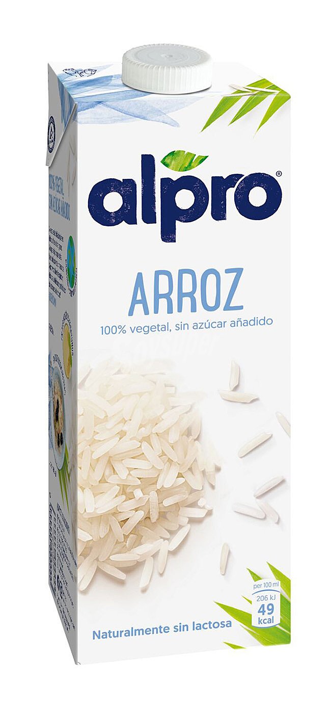 Bebida de arroz original sin azúcar añadido Alpro Central Lechera Asturiana