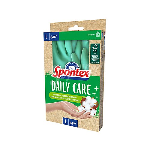 Spontex Guantes de látex (interior de algodón reciclado) talla 8-8 1/2 spontex daily care