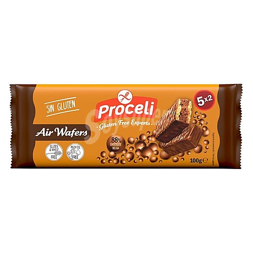 Wafer de chocolate sin gluten Proceli