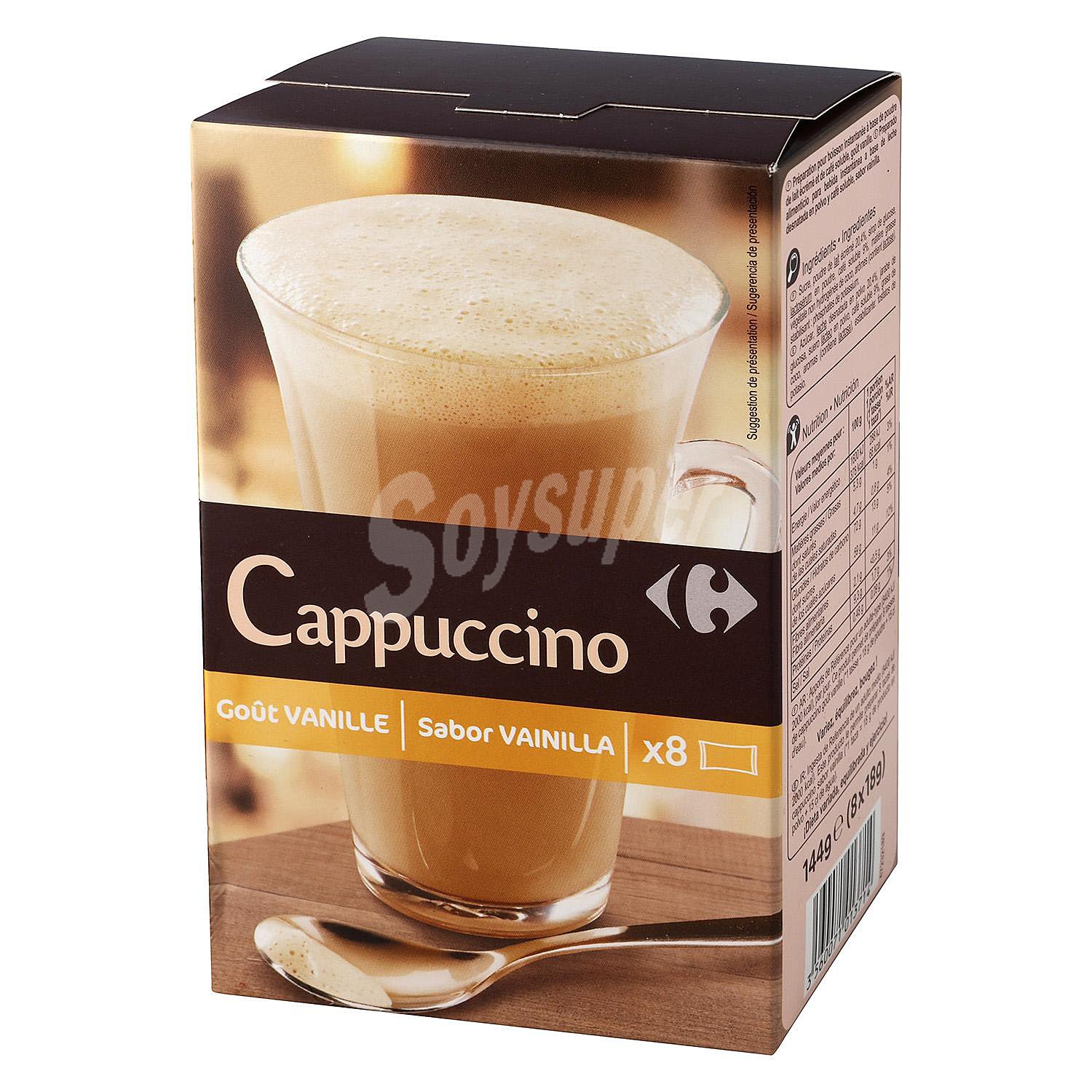 Café soluble cappuccino vainilla en sobres Carrefour