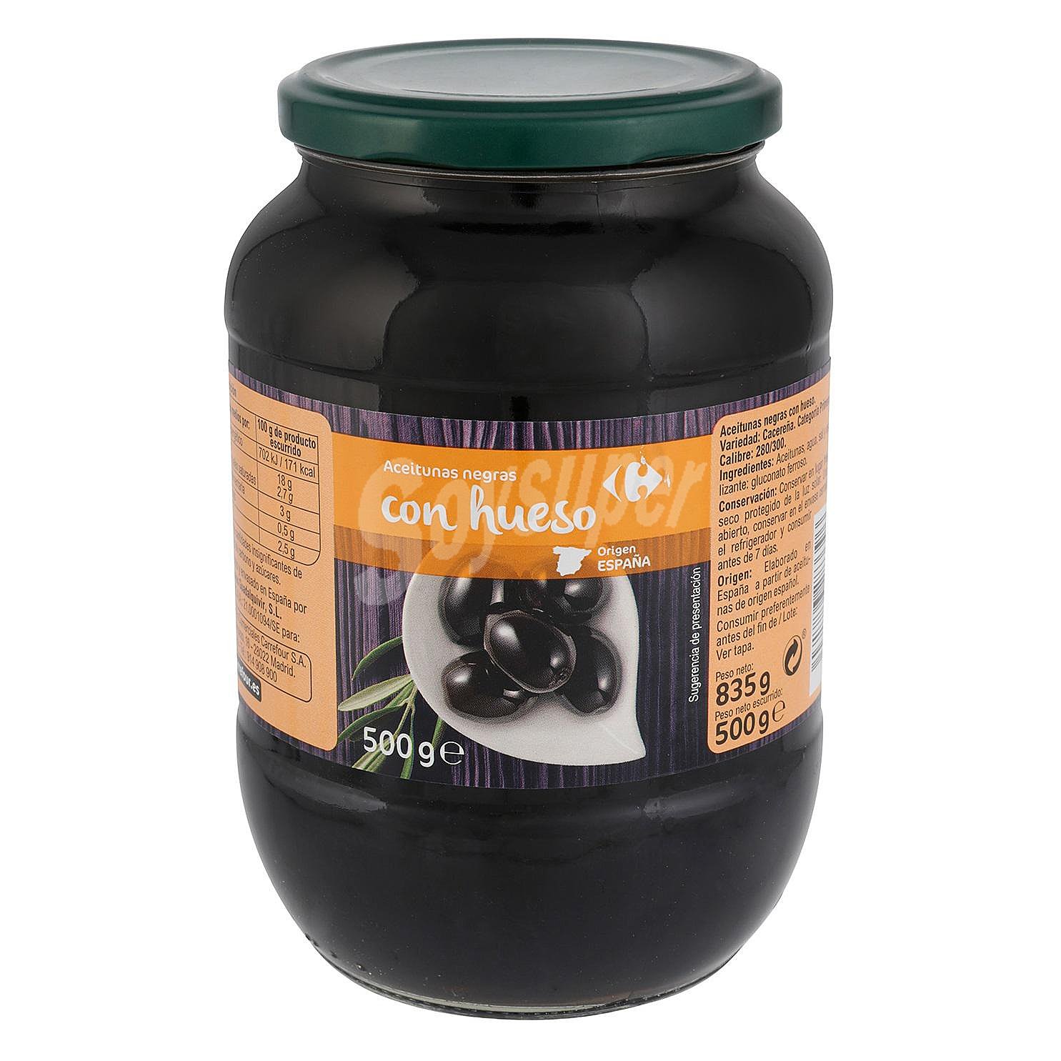 Aceitunas negras Cacereñas con hueso Carrefour