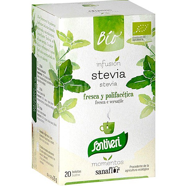 Sanaflor infusión ecológica de stevia estuche 20 bolsitas