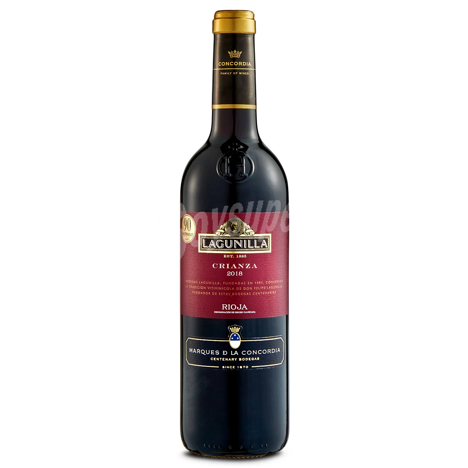 Vino tinto crianza con denominación de origen calificada Rioja lagunilla