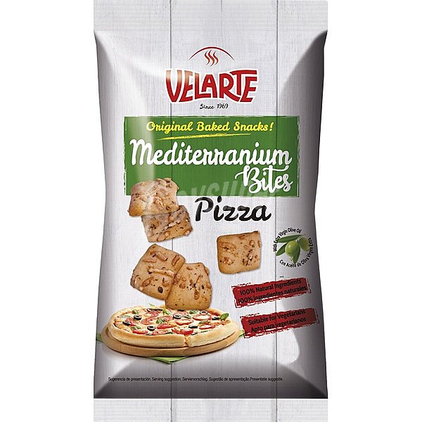 Mediterranium Bites snacks de pan sabor pizza con aove